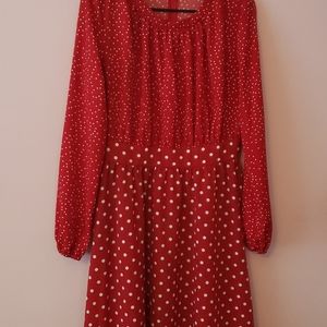 Red polka dot swing dress